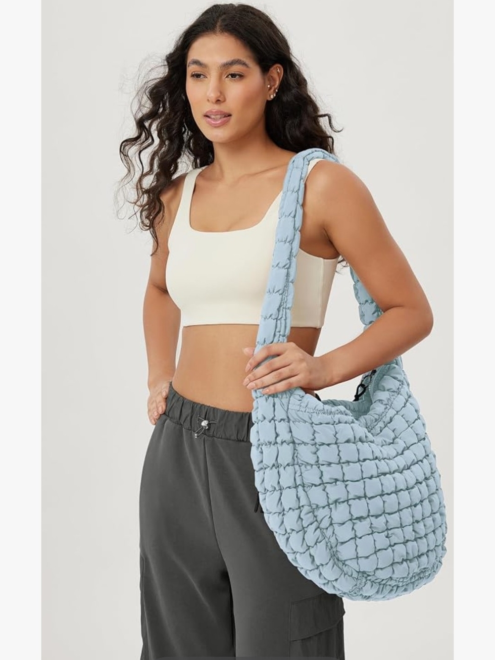 Ododos Light Blue Quilted Bag, EUC.
